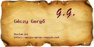 Géczy Gergő névjegykártya